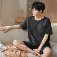 睡衣男夏季棉质薄款短袖短裤可外穿套装休闲加大码男士凉感家居服