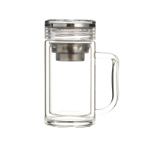 幻窕 CA131 双层玻璃杯子 带手柄办公杯 商务透明高硼硅广告茶杯礼品
