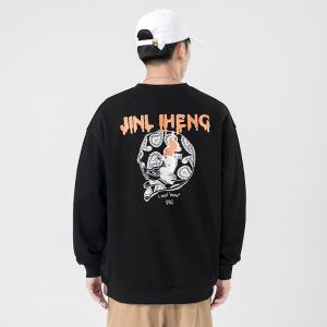 圆领卫衣男士年秋冬季新款潮牌港风个性嘻哈印花套头外套男装