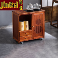 锦北实木移动茶水柜茶桌边柜泡茶台烧水壶一体边柜单门双抽玻璃电器