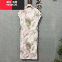 YIBUSHENG国风复古旗袍裙百搭新款女新中式连衣裙系带清凉宽松小个子薄款