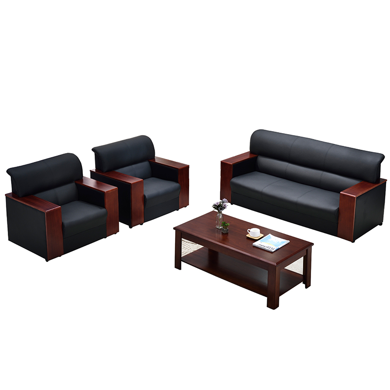 易企采 单+单+三人位+长茶几加厚西皮 办公沙发简约现代商务会客办公室接待室沙发茶几组合