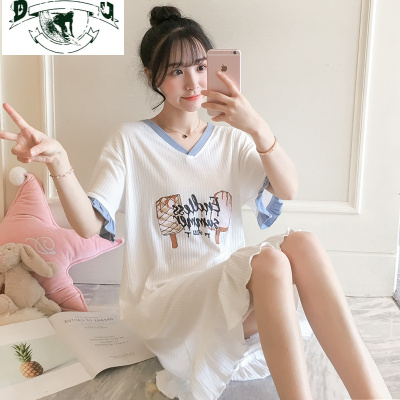 HLCOMAN公主风睡裙女夏季棉短袖清新可爱少女士睡衣春秋薄款韩版家居服睡裙