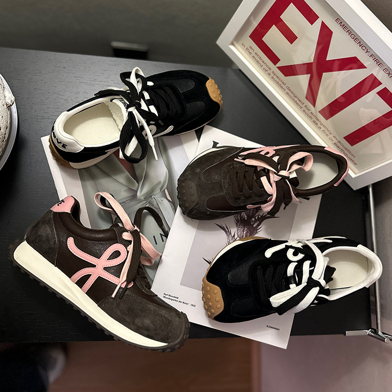 真皮德训鞋女秋季新款厚底运动阿甘鞋休闲百搭小白鞋增高女鞋