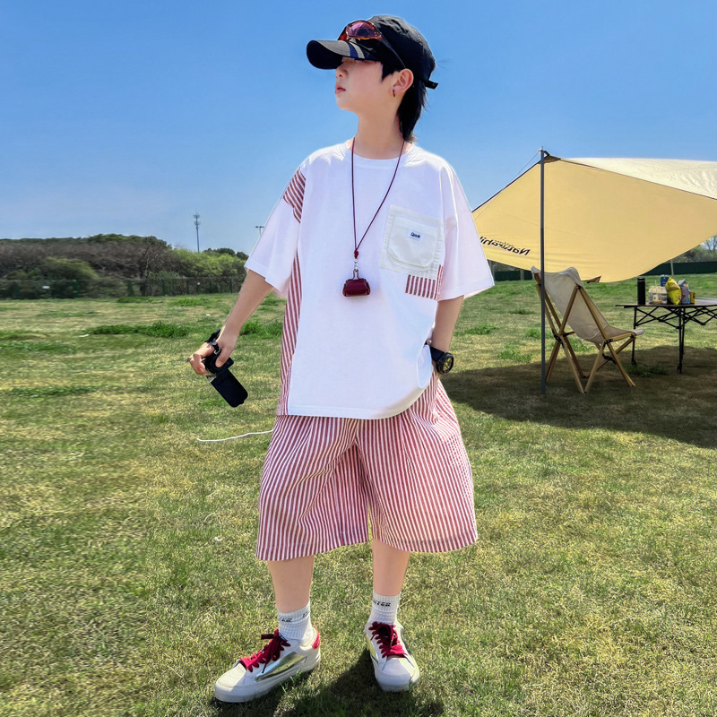 男童夏装套装2025新款儿童短袖韩范中大童休闲两件套夏季帅气时髦