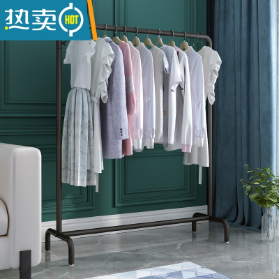 敬平衣架落地卧室挂衣架收纳家用简约衣帽架阳台晾衣架加粗铁艺衣服架 加粗 长100*宽40*高130 黑色无板