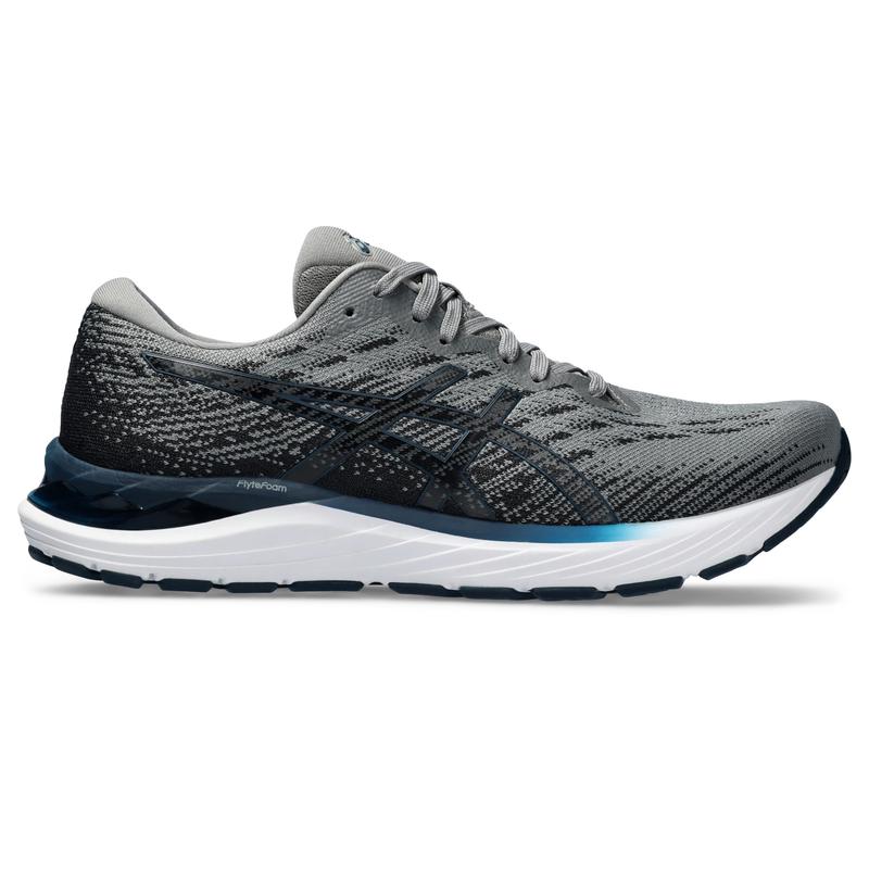 亚瑟士(ASICS)透气舒适缓震跑鞋男款专业运动跑步鞋灰面白条低帮