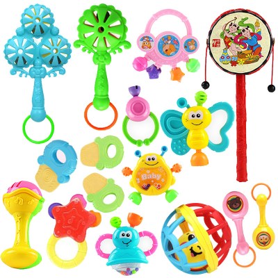 0-1岁婴儿玩具牙胶手摇铃3-6-12个月8男女孩早教幼儿宝宝12件套+软胶球+拨浪鼓+2个沙锤