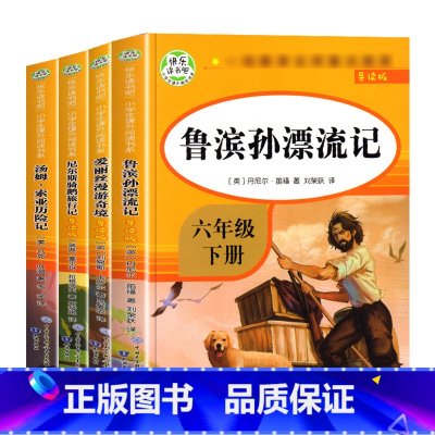 快乐读书吧六年级下 带考点 [正版]六年级下册快乐读书吧鲁滨逊漂流记课外书书目非必读阅读的爱丽丝漫游奇境尼尔斯骑鹅旅行记
