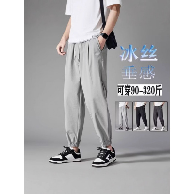 夏季裤子男高街潮ins潮牌设计感小众九分裤束脚休闲长裤