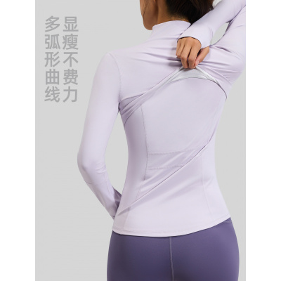 拼接健身上衣外套透气弹力口袋跑步运动瑜伽服长袖女
