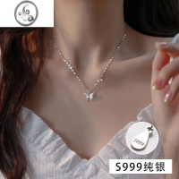 JiMi999银银蝴蝶项链女款轻奢小众高级感锁骨链2023新款闺蜜礼物