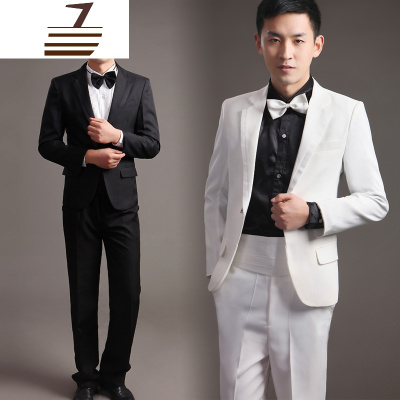 NEWLAKE合唱服男装成人五件套西服套装黑白色衬衫领结男士合唱团演出服装