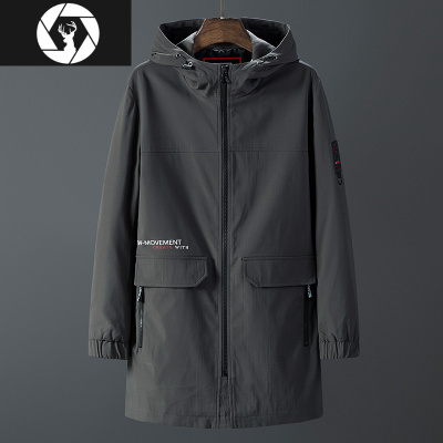 HongZun胖子风衣男士中长款外套肥佬宽松休闲春秋季上衣加肥加大码夹克潮风衣
