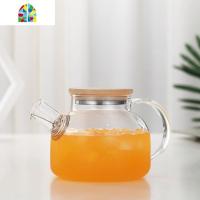 竹盖大容量冷水壶耐热玻璃果汁壶花茶壶家用凉水壶水杯套装 FENGHOU 透明单壶1L