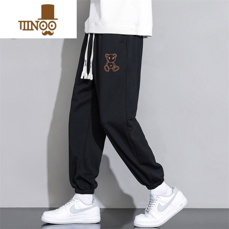 YANXU裤子男士宽松束脚百搭国潮休闲长裤秋天男款灰色运动卫裤潮