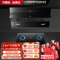 万家乐 烟机灶具两件套 AL5+C6R1 23立方侧吸自动清洁抽油烟机 5.2kw燃气灶烟机灶具家用套餐