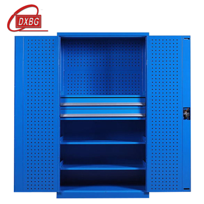DXBG工具柜加厚铁皮储物柜工厂车间用带抽屉汽修多功能收纳柜通门内二抽柜蓝色