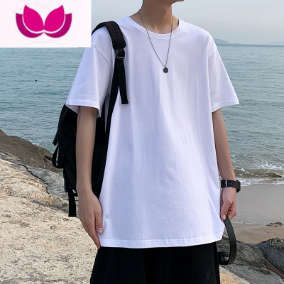 七斓夏季纯色短袖t恤男女圆领休闲百搭韩版潮流宽松ins港风学生打底衫