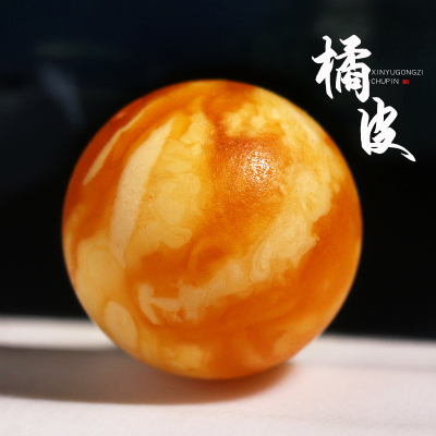 橘皮老花蜡古董蜜蜡花蜡圆珠散珠隔珠金刚星月菩提手串链DIY配饰送女朋友老婆情人节七夕生日礼物