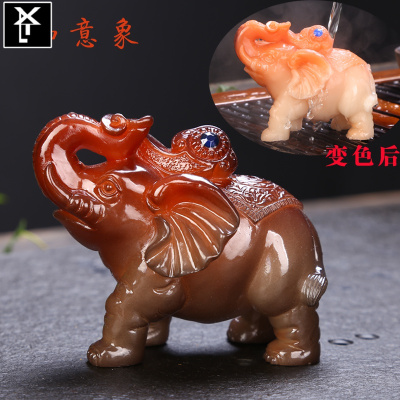 热水变色茶宠摆件弥勒佛卧佛茶玩精品可养茶盘茶台茶室茶具配件饰