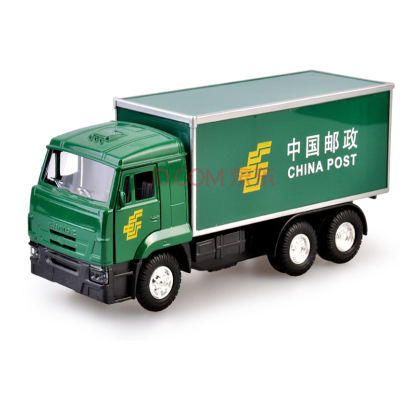 合金车中国邮政卡车ems快递箱式货柜邮局配送汽车模型儿童玩具摆件