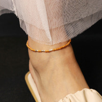 民族风纯天然手工编织时尚福慧佛珠男女橄榄核竹节脚链脚踝链送女朋友老婆情人节七夕生日礼物