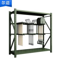 尔迈 锹镐架铁锹架装备存放架物资架仓储军绿色货架2*2*0.6m 300kg/层