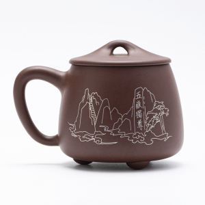 金镶玉 姚天臻团队手工嵌银宜兴原矿紫砂茶杯紫砂泡茶水杯送礼盒装500ml 姚天臻五岳独尊嵌银宜兴紫砂杯