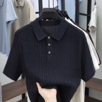 春夏新款男士翻领纯色套头休闲简约时尚青年舒适轻薄透气男装