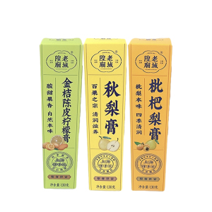 老城隍庙秋梨膏枇杷梨膏金桔陈皮柠檬膏盒装130g休闲冲饮零食品