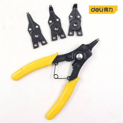 得力工具DL104506五合一卡簧钳套装(新VI)(黄)(套)
