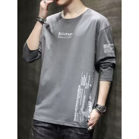 长袖T恤韩版秋季新款圆领卫衣短袖薄修身潮流男士打底