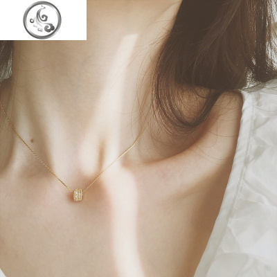 Noble Lady 韩国定制设计款冷淡风纤细14k包金色闪钻项链 锁骨链 JiMi
