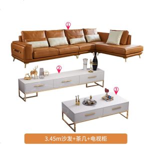 轻奢电视柜茶几客厅组合简约后现代小户型地柜不锈钢金属储物桌柜