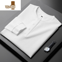 YANXU轻奢卡其色圆领长袖卫衣t恤男秋季薄款潮流青年弹力休闲修身上衣