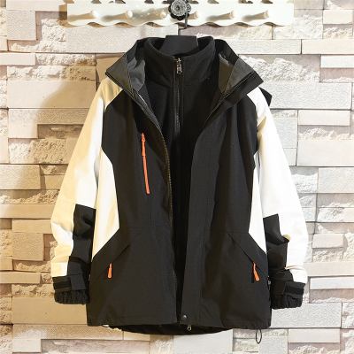  户外冲锋衣男女春秋款潮牌三合一可拆卸闪电客防水防风加绒加厚冬季外套