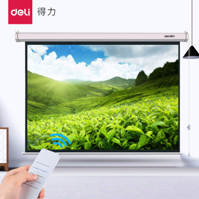 得力（deli）电动幕布投影幕布84寸100寸120寸高清电动遥得力50443电动遥控幕(120英寸16:10)白塑