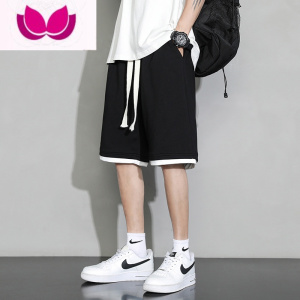 七斓短裤男士夏季潮流宽松冰丝休闲五分裤薄款ins大裤头篮球运动裤子