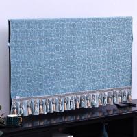 欧式电视机罩布防尘罩新款55寸65寸液晶电视罩套简约现代布艺 竖格蓝色电视罩 65英寸(宽148*高90)