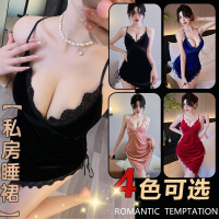 长夜漫漫情趣内衣性感诱惑蕾丝金丝绒睡裙睡衣纯欲套装qqny女2140