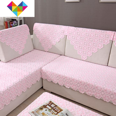 枕巾扶手巾防尘罩现代毯头洋气靠沙发简约搭榻榻米盖四季靠背纱巾粉色苹果花(16针加密加厚)90*400cm长方巾