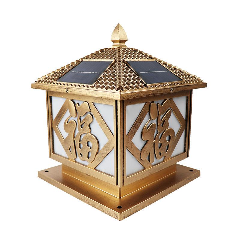 太阳能柱头灯户外庭院灯欧式别闪电客墅花园头灯院子围墙灯柱灯