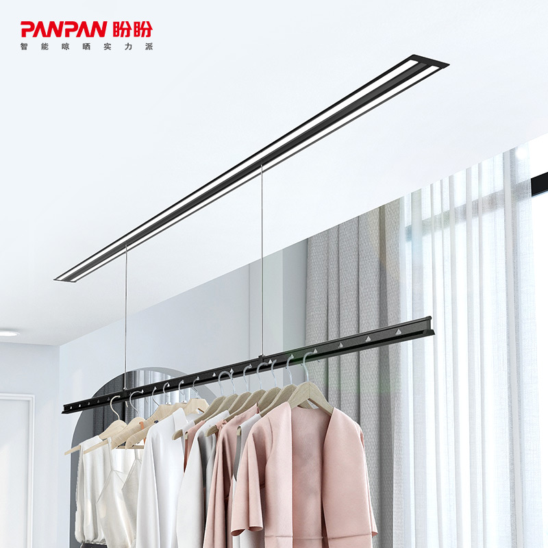 盼盼电动隐形晾衣架遥控自动升降隐藏式晾衣杆照明YC1
