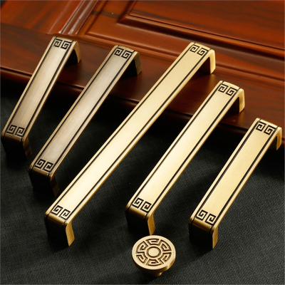 中式拉手柜门新中式家具理线家铜把手仿古铜色橱柜衣柜抽屉拉手全铜