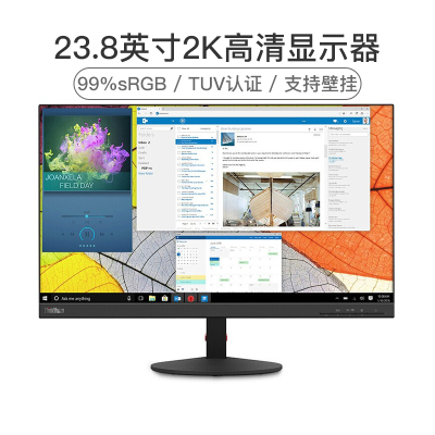 联想（ThinkVision）S24q-1023.8英寸2K高清IPS屏窄边框电脑办公显示器（HDMI+DP）