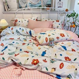 家柏饰(CORATED)小碎花四件套全棉全棉少女心公主风被套床单床笠田园风床上用品4