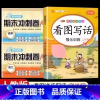 [3本]看图写话+期末试卷语文+数学 二年级上 [正版]看图写话一年级二年级上册下册人教版老师每日一练专项强化训练范文大