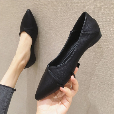 七色王国2020春秋新款百搭尖头浅口黑色上班平底鞋单鞋女舒适软底豆豆瓢鞋休闲鞋
