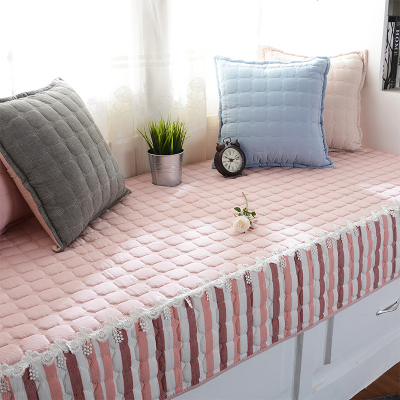 粉色全棉飘窗垫布艺防滑四季简约现代窗台垫子榻榻米垫不规则定做